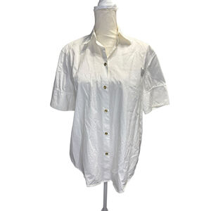 Women's Acne Studios Oversized White Short Sleeve Button Down Shirt